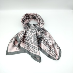 Pink and black jungle silk scarf